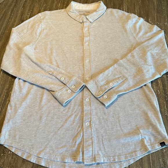 Men's Threads 4 Thought Long Sleeve Button Down Collar Shirt Grey/Cream, X-Large - Picture 1 of 8